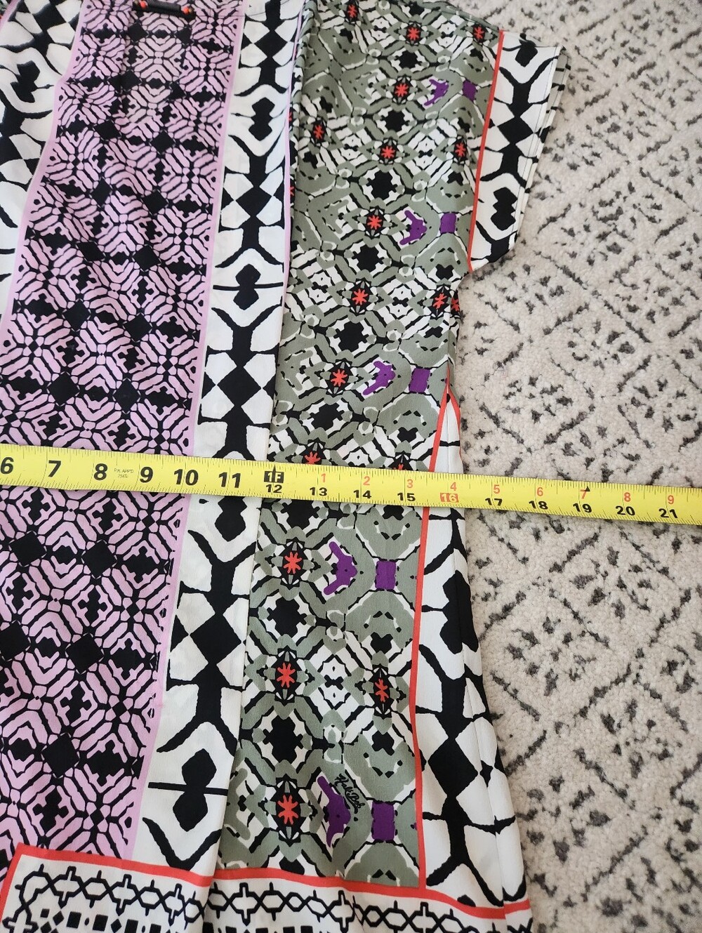 Hale Bob Printed Shift Dress Boho Geometric Keyhole Tunic Mini Dress XS - Picture 11 of 14